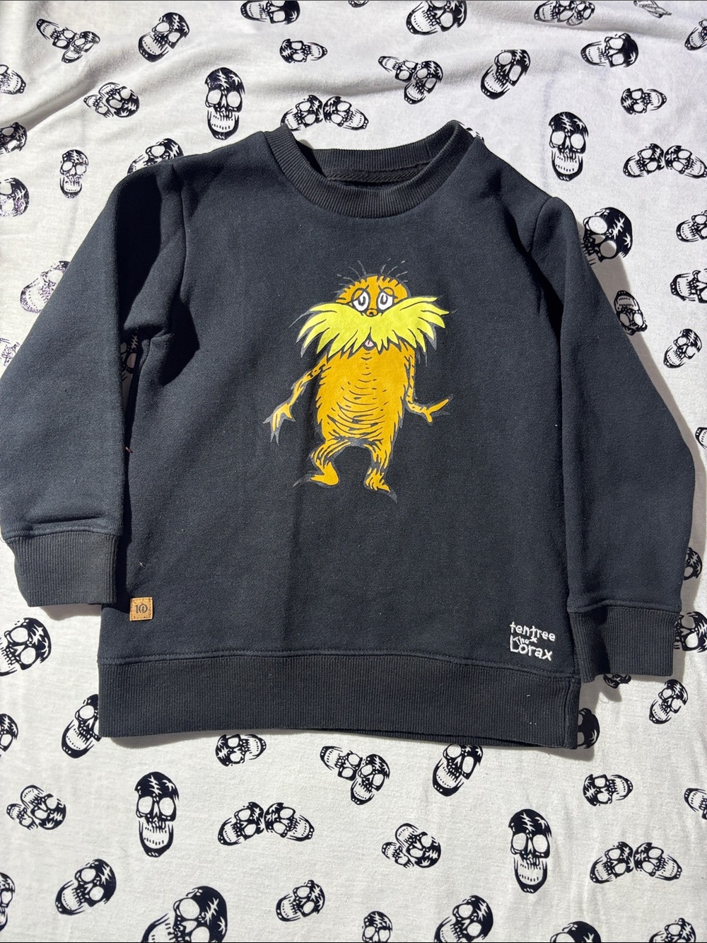 tentree Black Kids Sweatshirt with Yellow Lorax Graphic